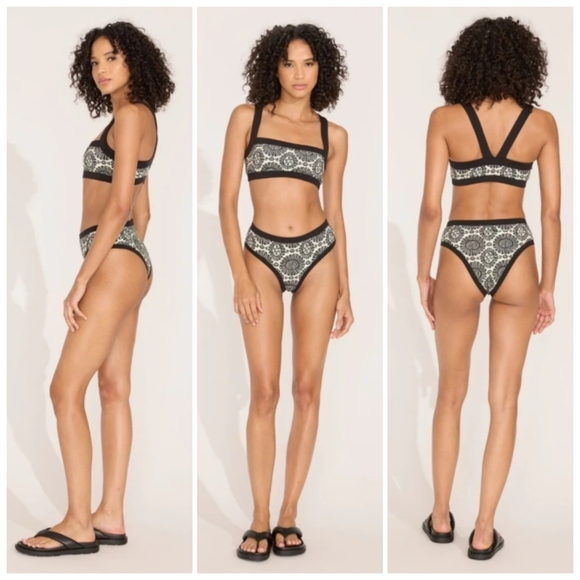 New Solid & Striped The Scottie Medallion Print 2 Piece Bikini Set Large NWT - Picture 7 of 14